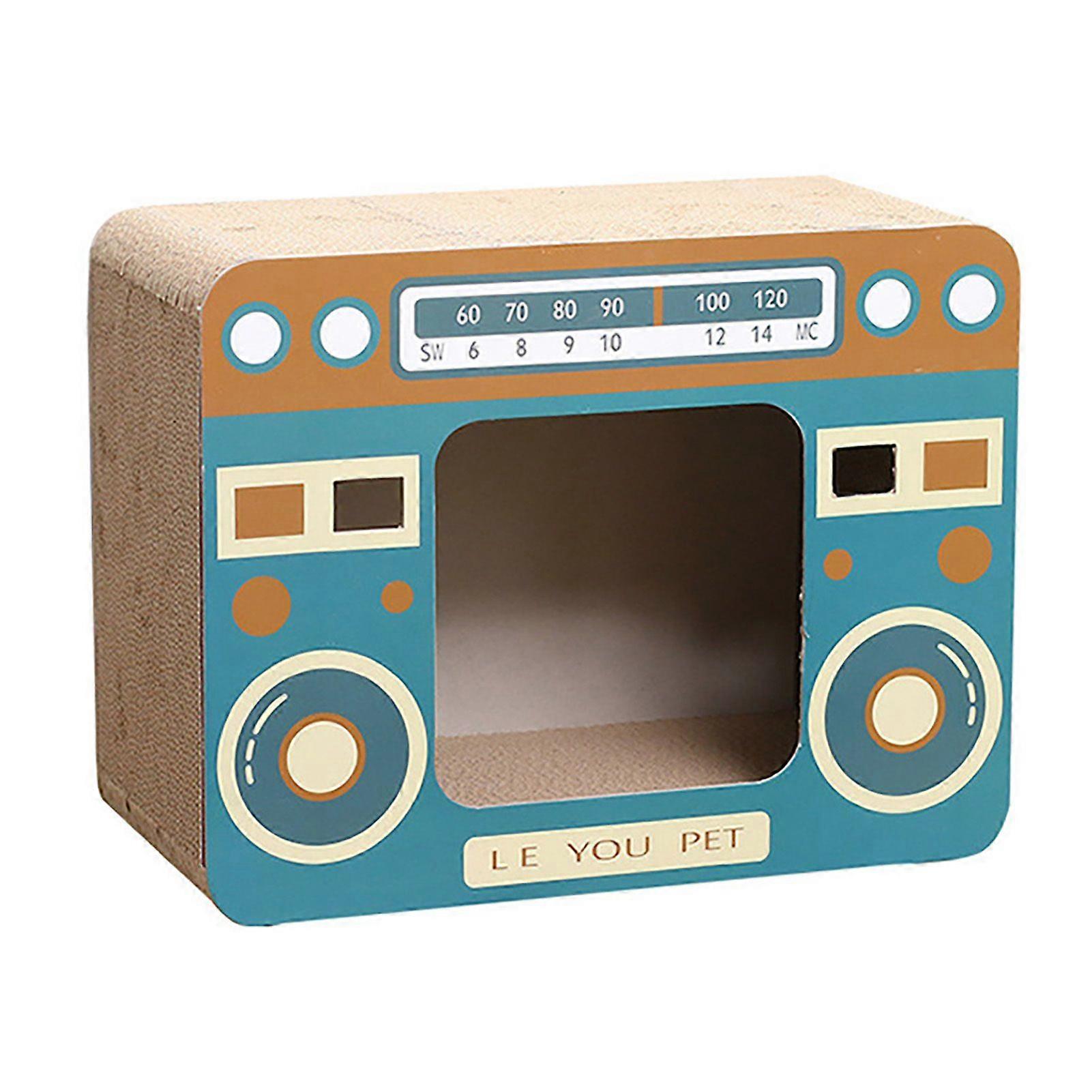 Cardboard Cat Scratch House Large Space Breathable Cat Scratcher House for Resting Playing Radio