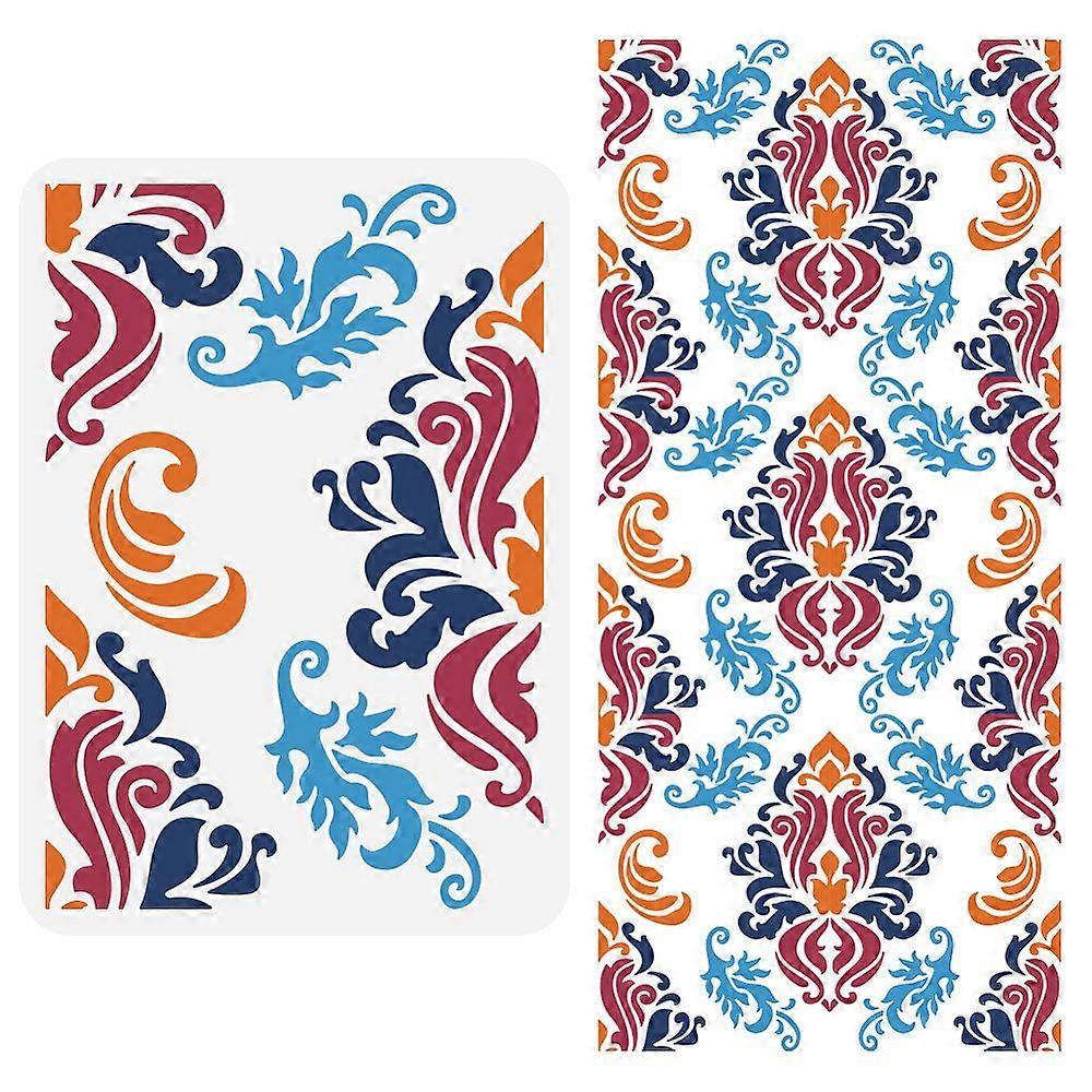 Damask Painting Stencil 8.3x11.7inch Reusable Vintage Damask Pattern Drawing Template DIY Art Flower Brocade Decoration Stencil for Painting on Wood W