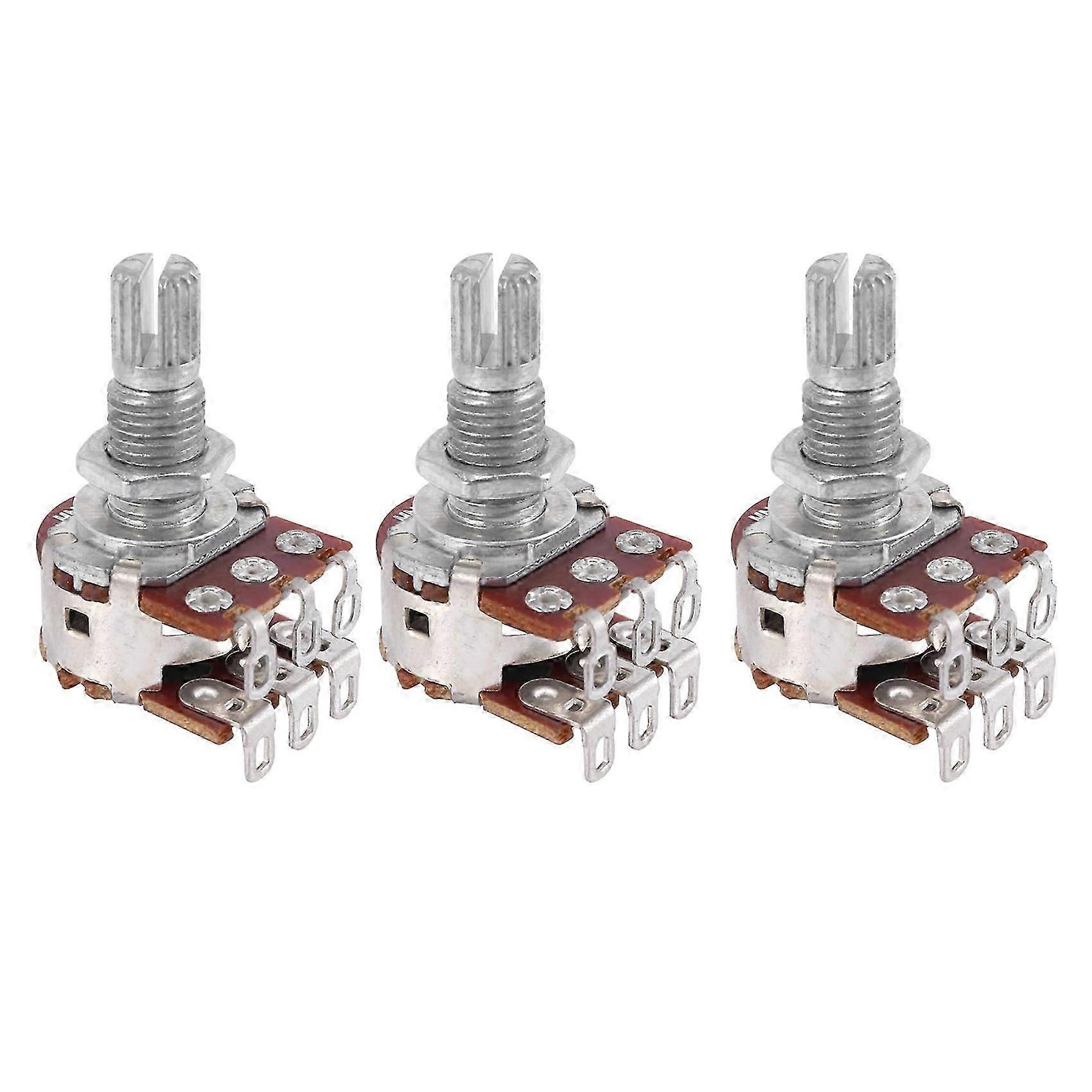 3 Pcs Double Balance Stacked Knurled Stalk Guitar Volume Tone Control Pots Potentiometer Switch MN2