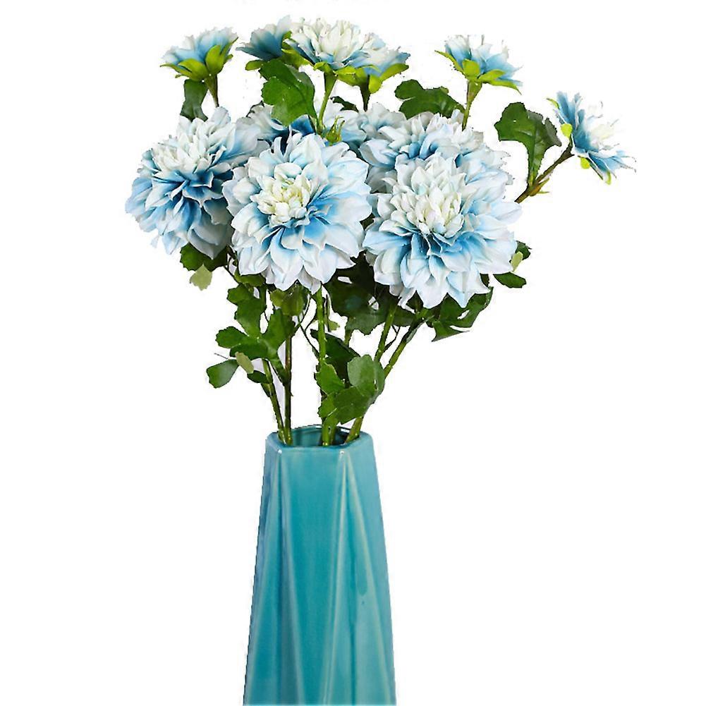2 Köpfe Künstliche Dahlien Blume Simulation Blumenstrauß Für Heimdekoration (Blau)