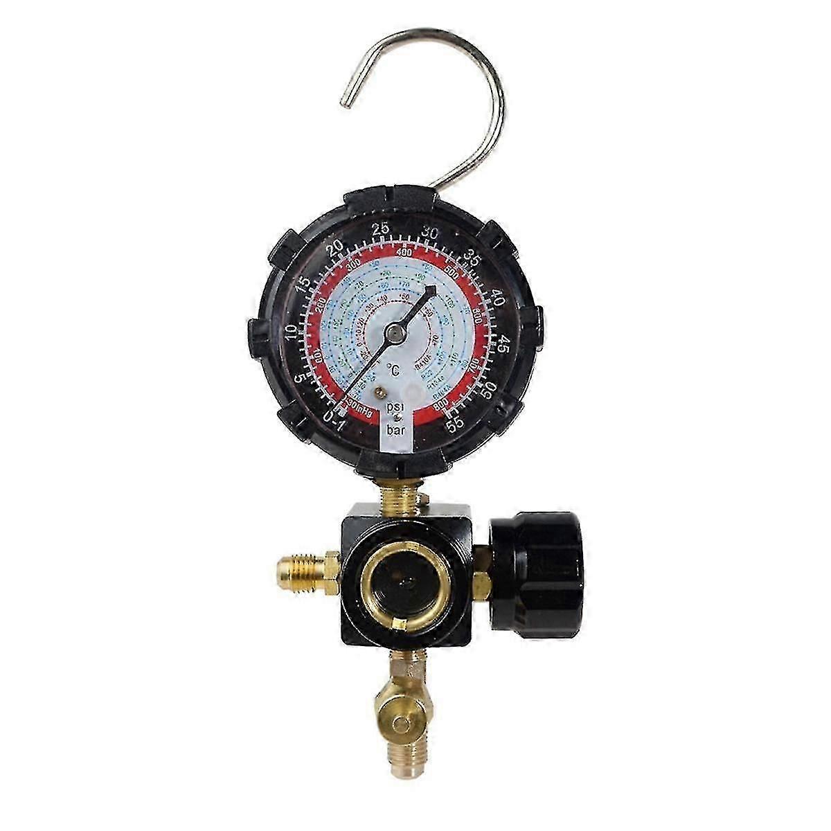 unique High Side Pressure Gauge R410A R22 R404A Single Manifold Gauge with Control Valve for Air Condition Refrigerant Charging
