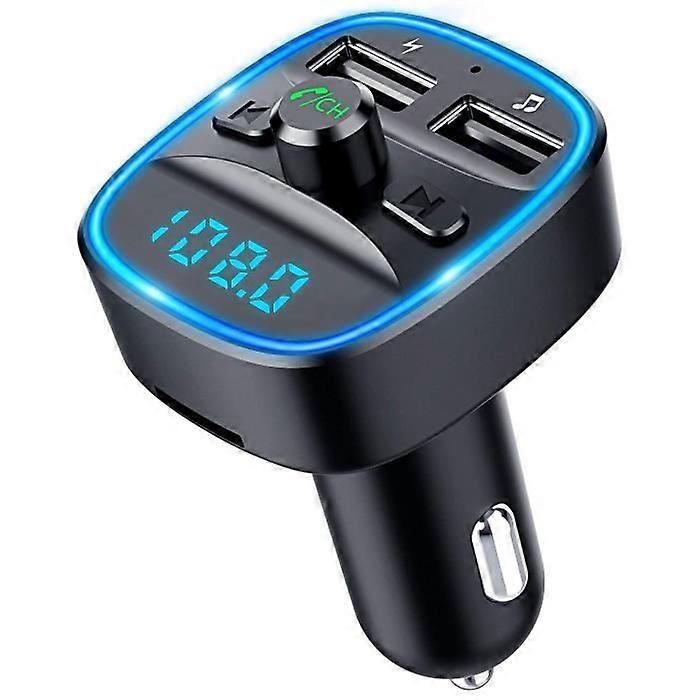 FM Bluetooth Transmitter - Radio Adapter - Car Charger - Dual USB - Hands-Free Calling - Black
