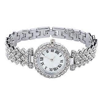 SQCLV Uhr und Armband Set Elegante Silber Strass Armbanduhr für Frauen Mutter Mädchen Geburtstagstag Geschenk