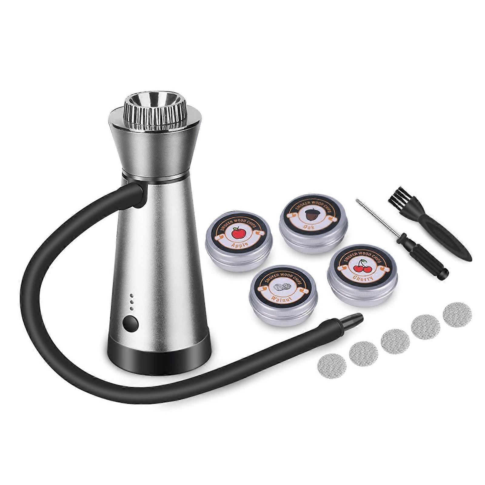 Aluminum Alloy Handheld Smoking Guns Portable Smoker Guns Smoker Infuser for Adding Smoke Flavor to Food and Drink Silver