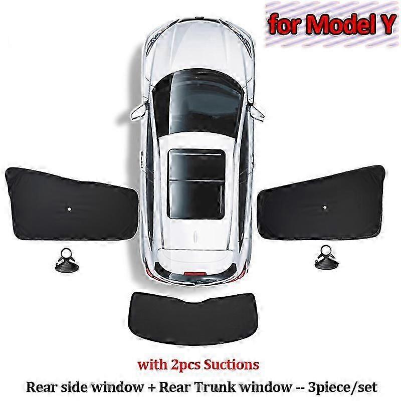 Car Sun Shade for Tesla Model 3 Y X S 2017-2023 Front Side Window Custom Sunshade Cover with Suction Rear Windshield Accessories