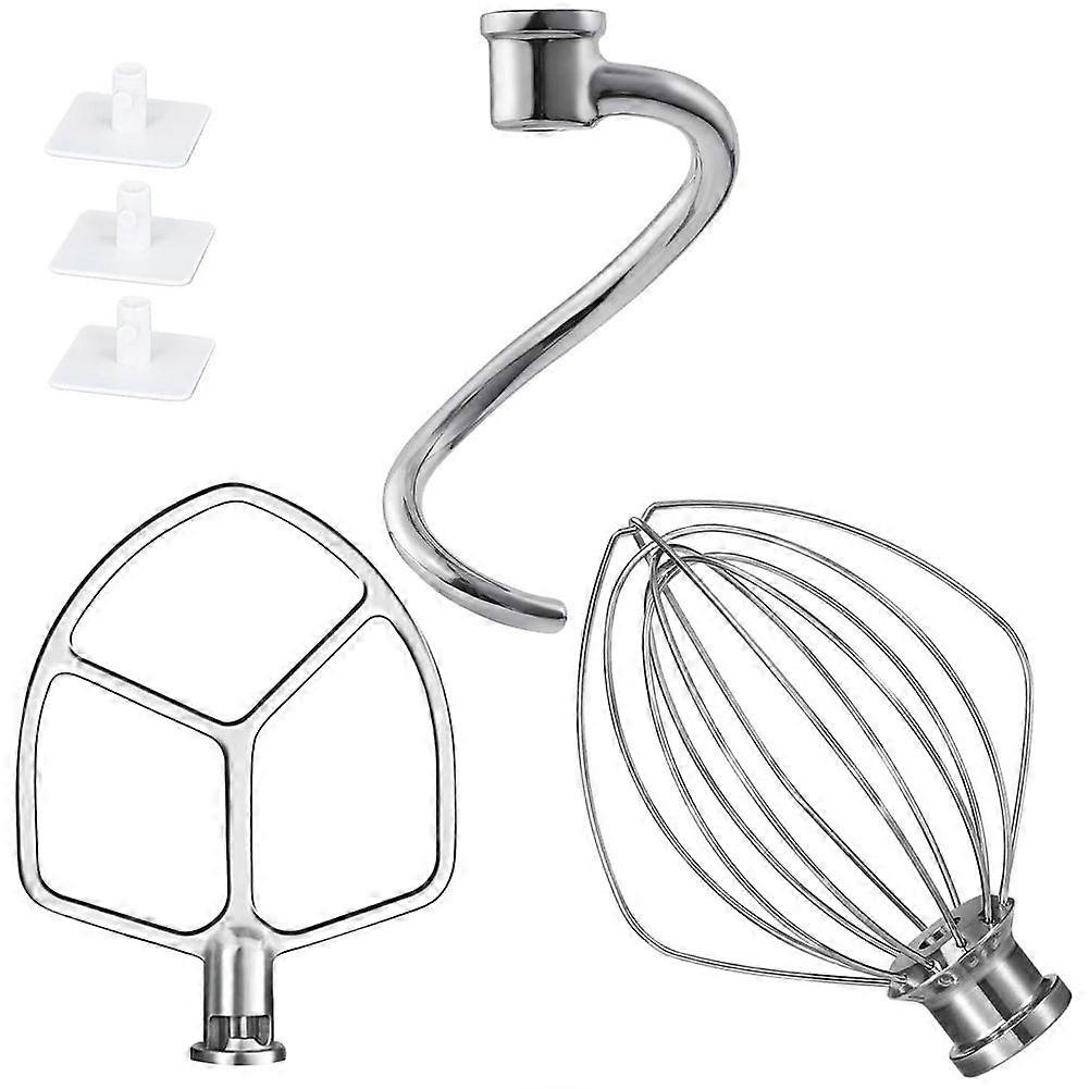 For Mixer 6 QT Dough Hook K256WW Wire Whip and Flat Blade Paddle Stainless Steel Mixers Attachments