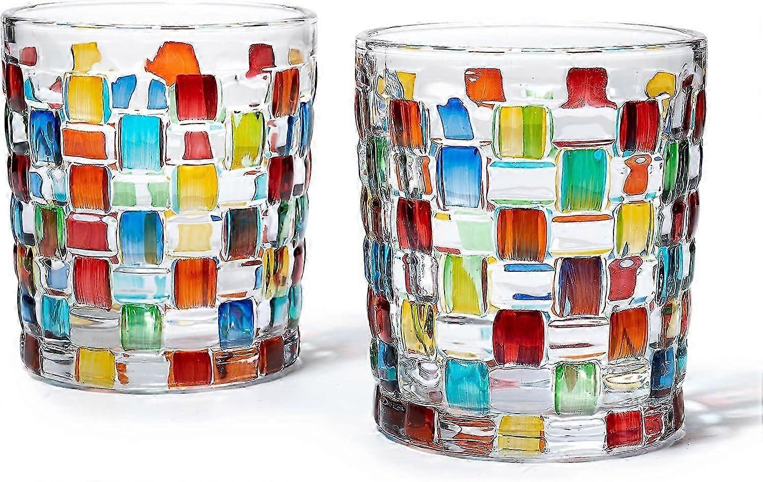 Painted Stemless Wine Glass Set, unique wine glasses for red wine