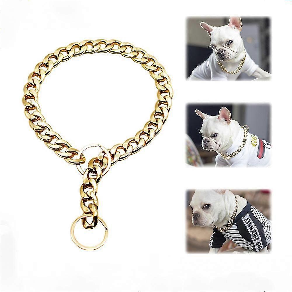 Link Gros Gold Chain Animale de companie Guler de siguranță Pet Dog Reglabil (mod (Cadou de K)-35cm