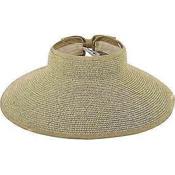Women's Wide-Brimmed Sun Hat, Foldable Sun Visor, Beach Hat, Hollow Tip Shape, Cap Circumference 56-58 Cm (Light Yellow)