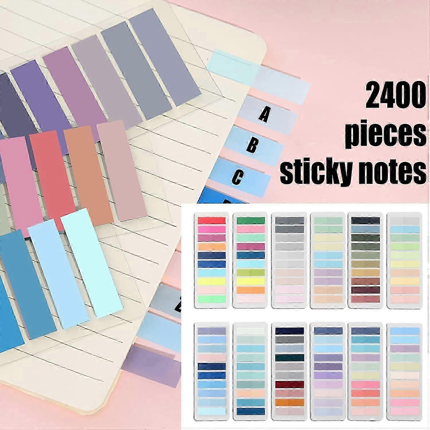 2400Pcs Sticky Tabs Book Tabs, Translucent Sticky Notes, Repositionable Book Markers, Morandi Book Flags Strip, Writable Book Annotation Supplies, Pag