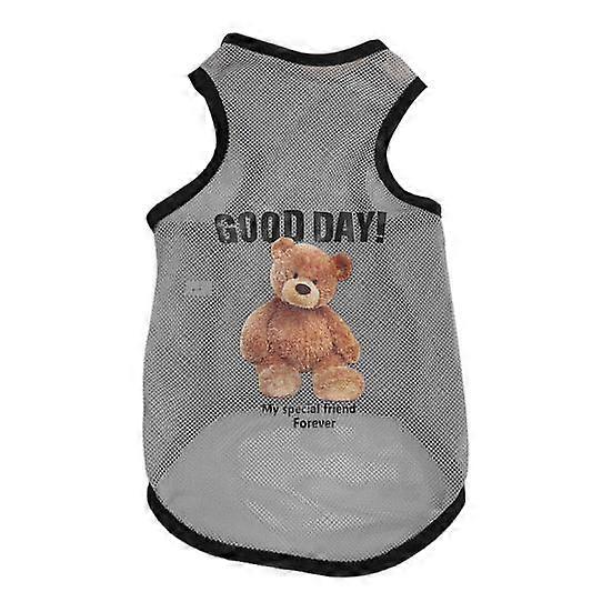 Pet Vest Cartoon Bear Printing Dog Mesh Tank Top Summer Ultrathin Breathable 2-legged Design Puppy Shirt for Small Pets