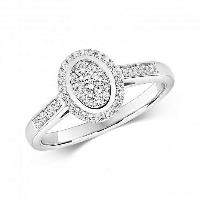 Diamond Jewellery 9ct White Gold Diamond Cluster Oval Ring RD643W