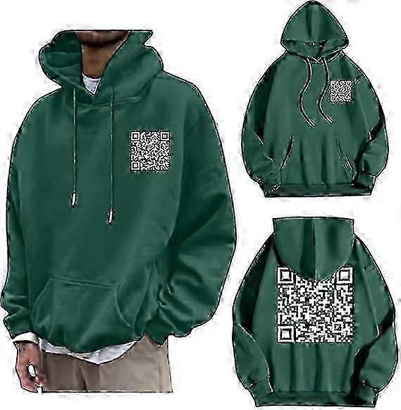 F**k You QR Bluza z kapturem Qr Scan Joke Bluza z kapturem Unisex, Unisex Oversize Bluza z kapturem Bluzy Koszulki Topy S-5XL L Zielony