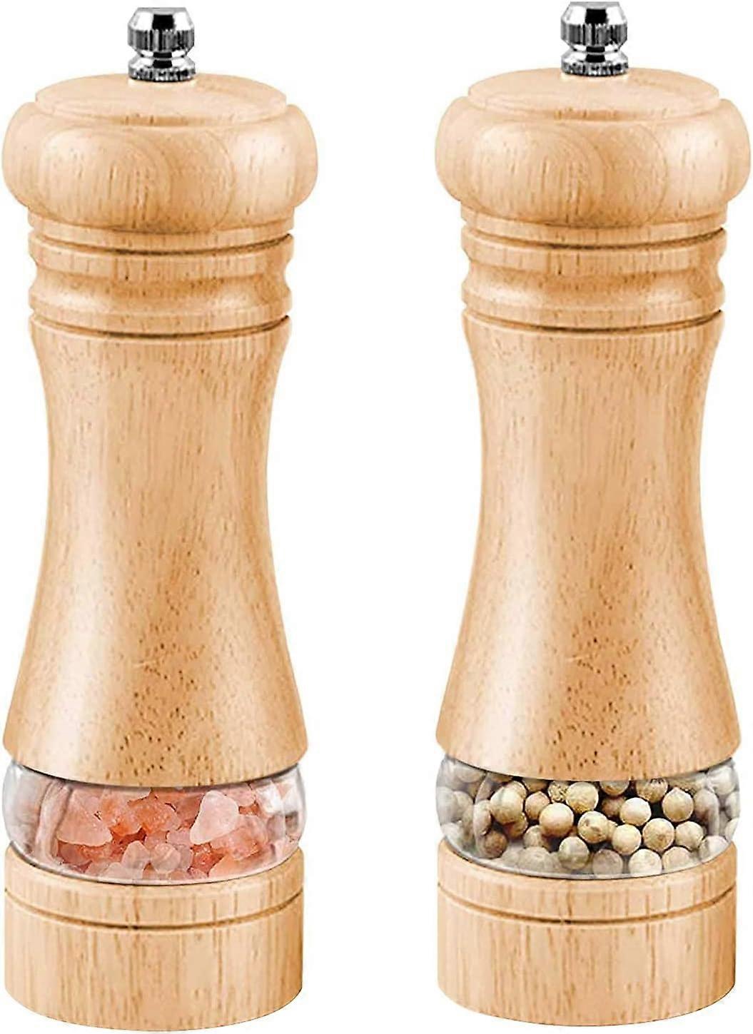 Refillable Adjustable Ceramic Spice Grinder Oak Wood