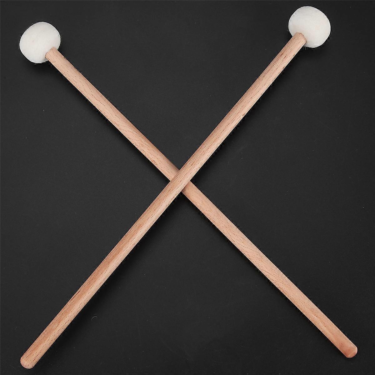1 Pair Felt Mallets Drumsticks Drum Sticks with Wood Handle