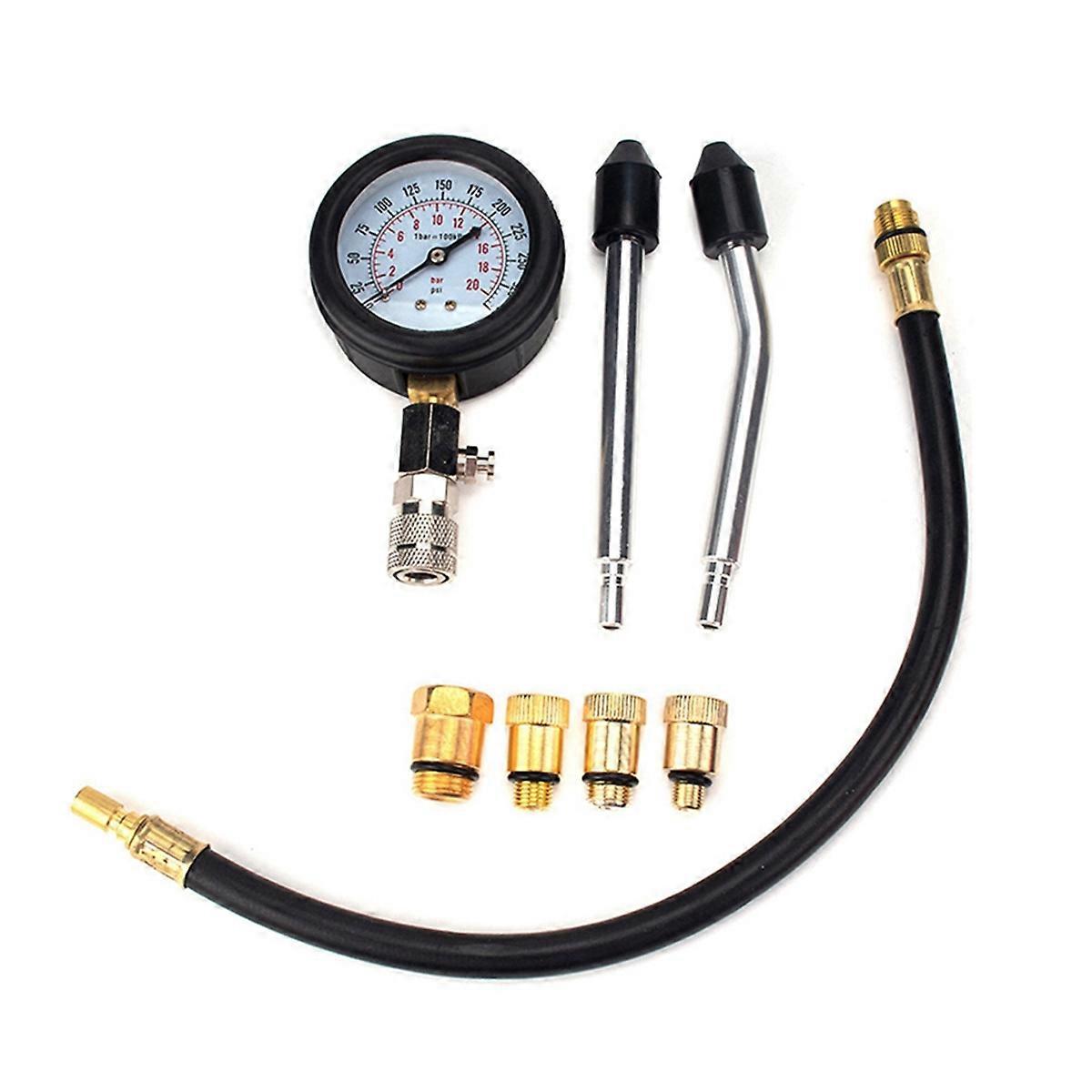 Car Motorcycle 0-300psi Gasoline Engine Compression Tester Auto Petrol Gas Cylinder Pressure Gauge T