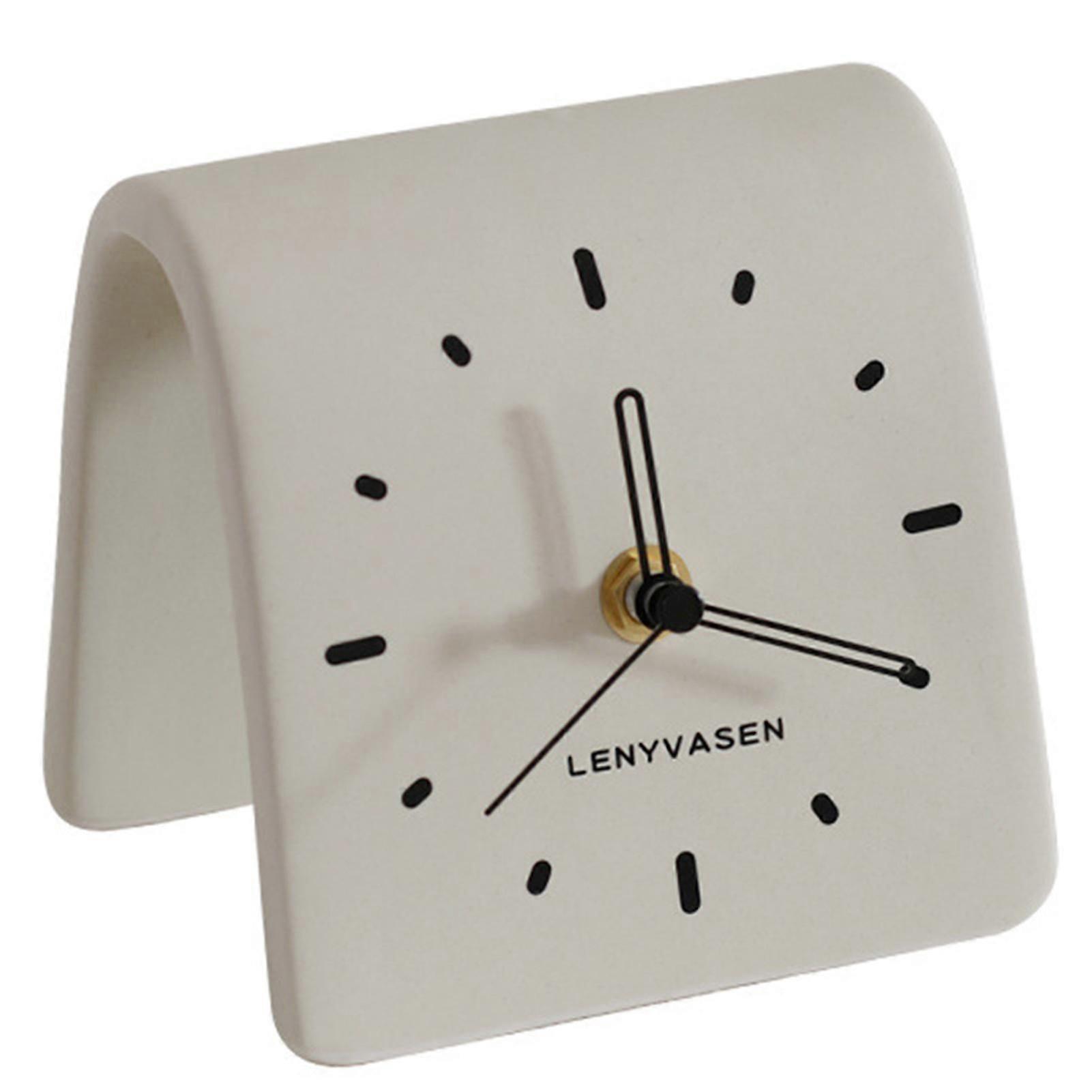 Mini Ceramic Desk Clock Home Decor Small-Analog Modern Shelf Desk Mantel Clock for Bedroom