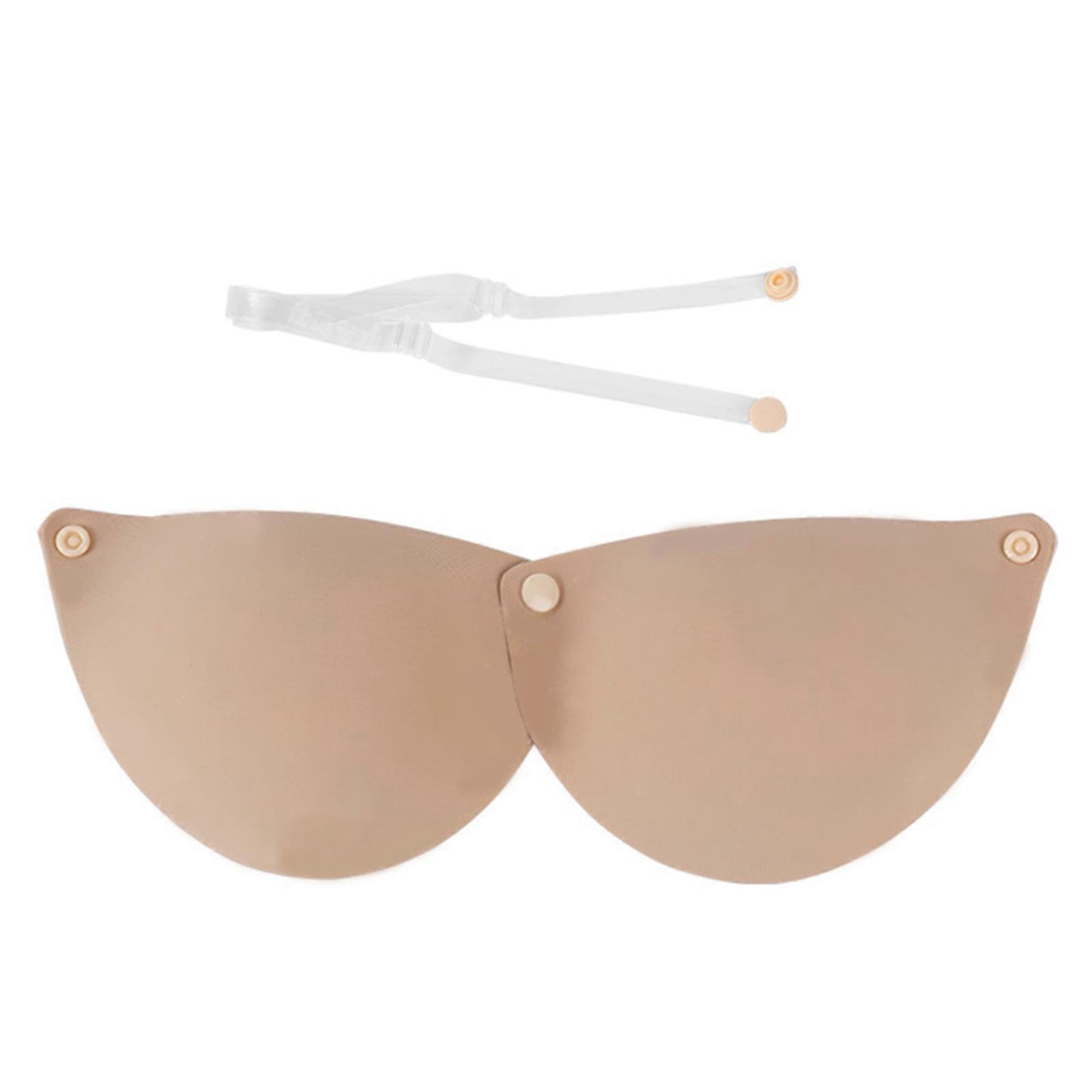 Women Silicone Nipple Covers Lifting Push Up Adhesive Bra Reusable Strapless Sticky Bras with Rotatable Button Design  color D