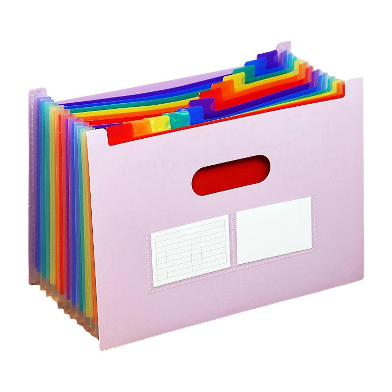 A 4 Multi-Layer Document Organiser Expanding File Folder Document Storage Bag Accordions File Organiser Sorting Folder  Light purple