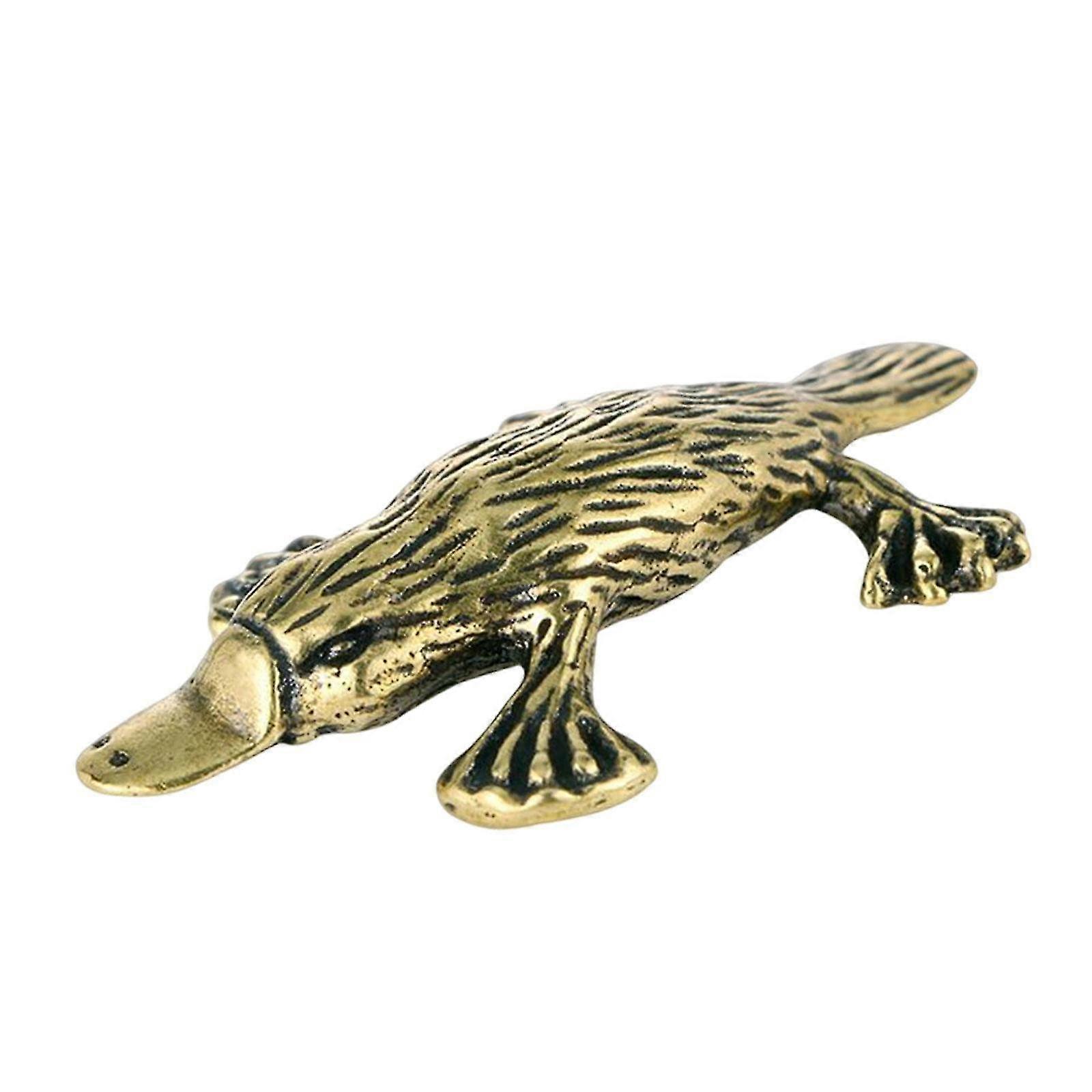 Brass Duckbill Statue of a Miniature Platypus Ornament for the Home Decor