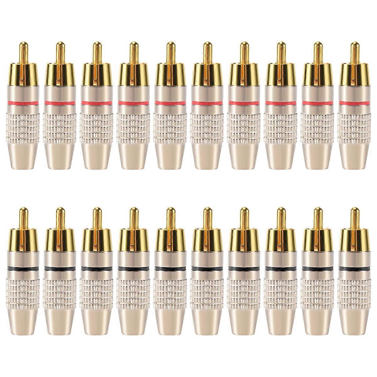 20 Pcs Plug Audio Video Locking Cable Connector Gold Plated
