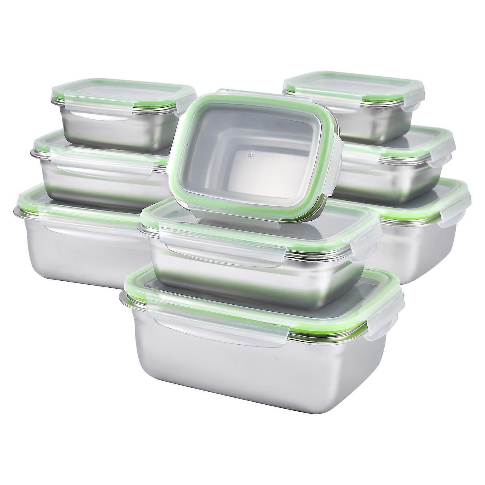 Stainless Steel Food Storage Containers Set of 9 | Leak Proof Airtight Lids | BPA Free Dishwasher Freezer Safe