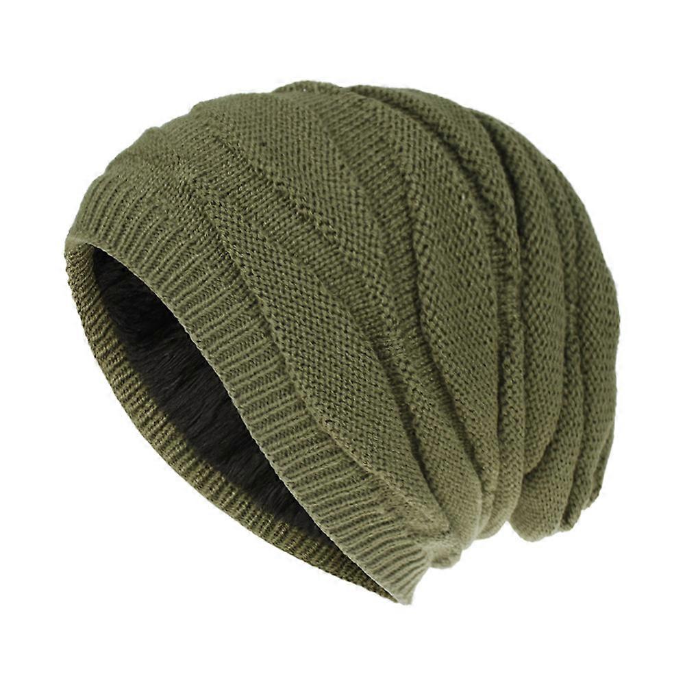 Soft Stretch Warm Slouchy Wool Knit Cuffed Ski Skull Hat for Skiing