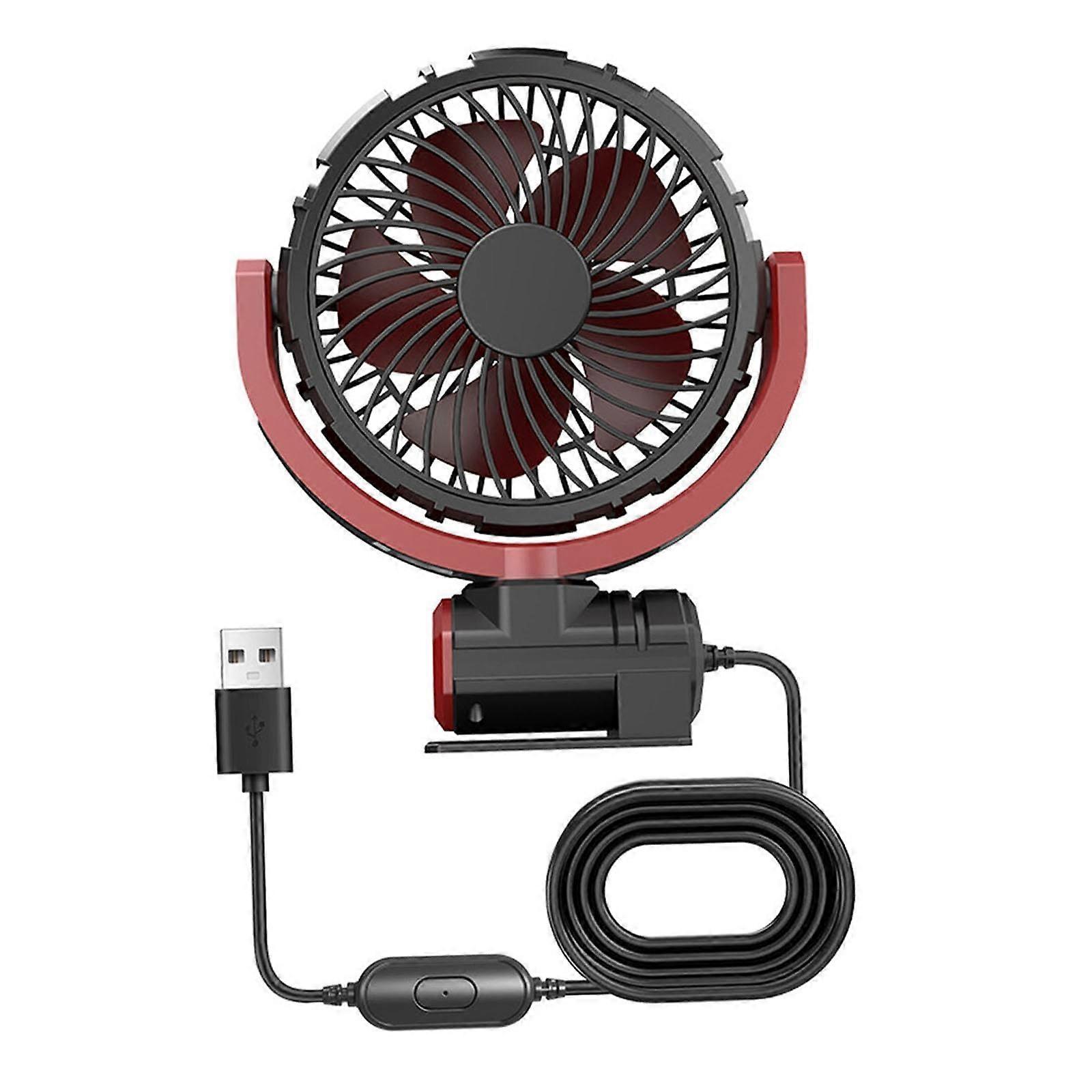 USB Car Cooling Air Fan 21cm Portable Cooler 360 Degree Adjustable for Van and Boat with Multifunctional Design