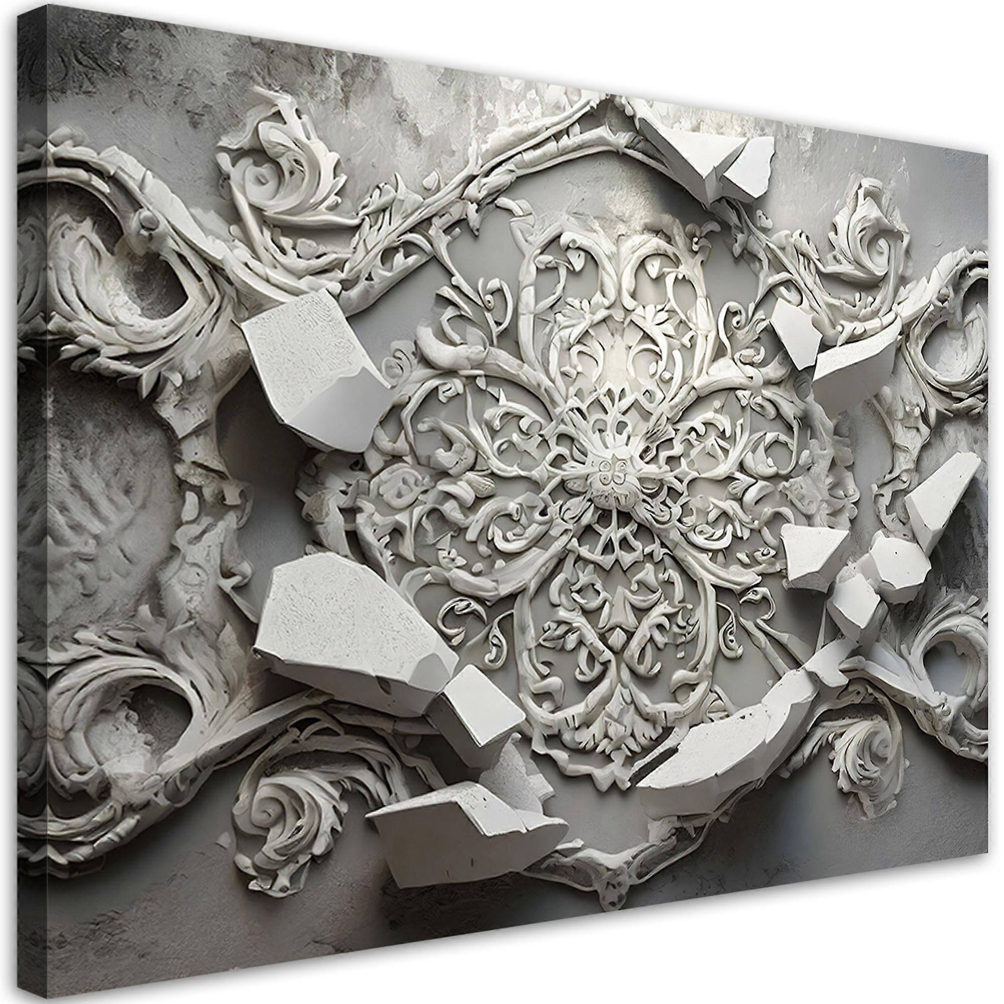 Impression sur toile, Abstraction 3D grise - 90x60