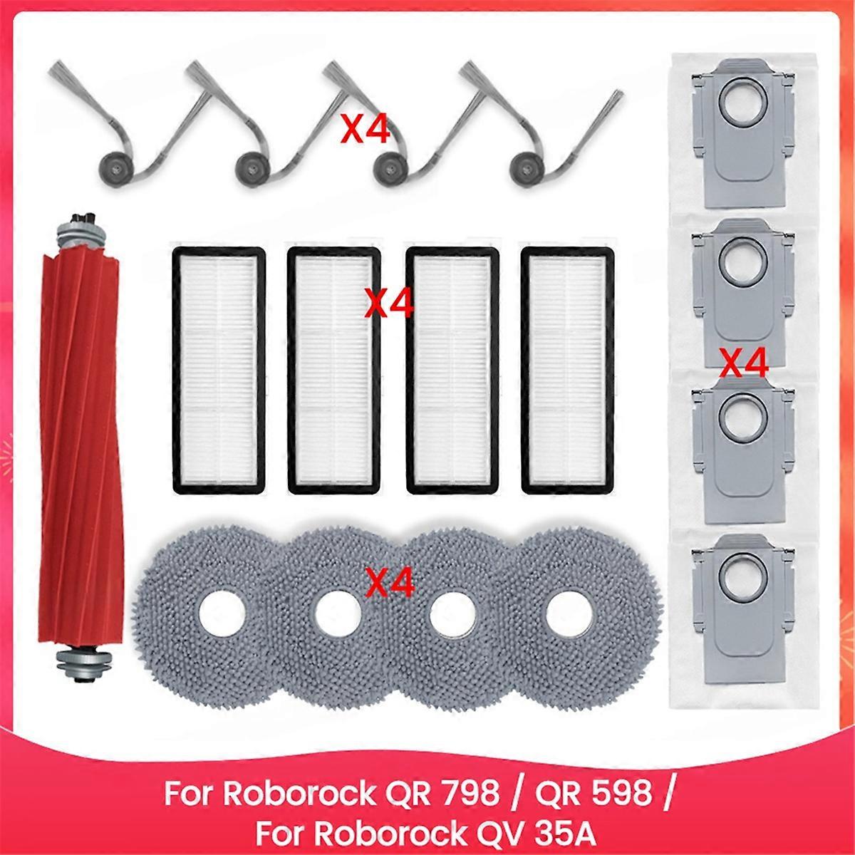 For Roborock QR 798 / QR 598 / Roborock QV 35A Vacuum Parts Main Roller Side Brush HEPA Filter Mop C