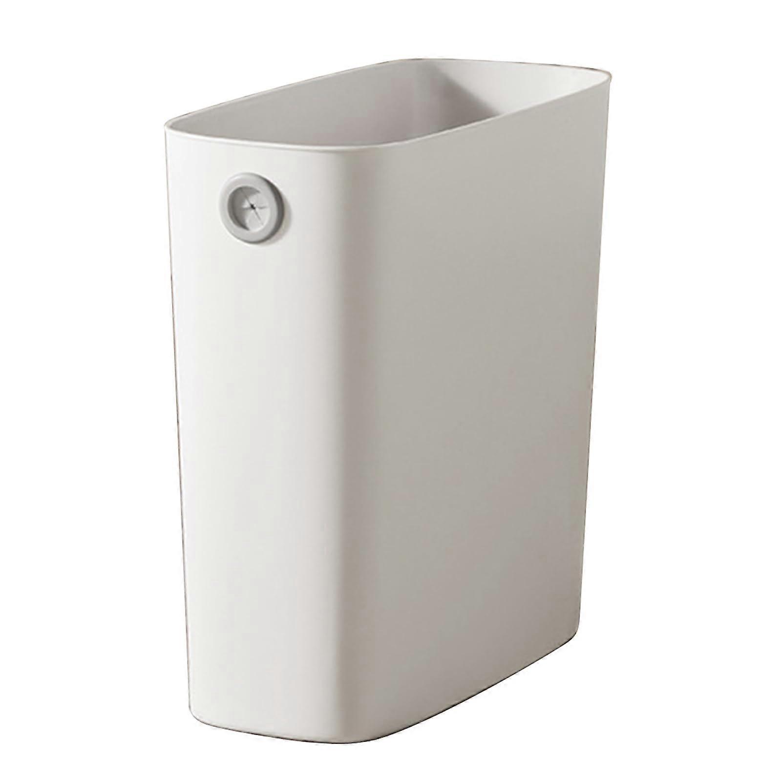 Wastebasket Trash Container,Small Trash Can, Garbage Container Basket, PP TPR Plastic(White)