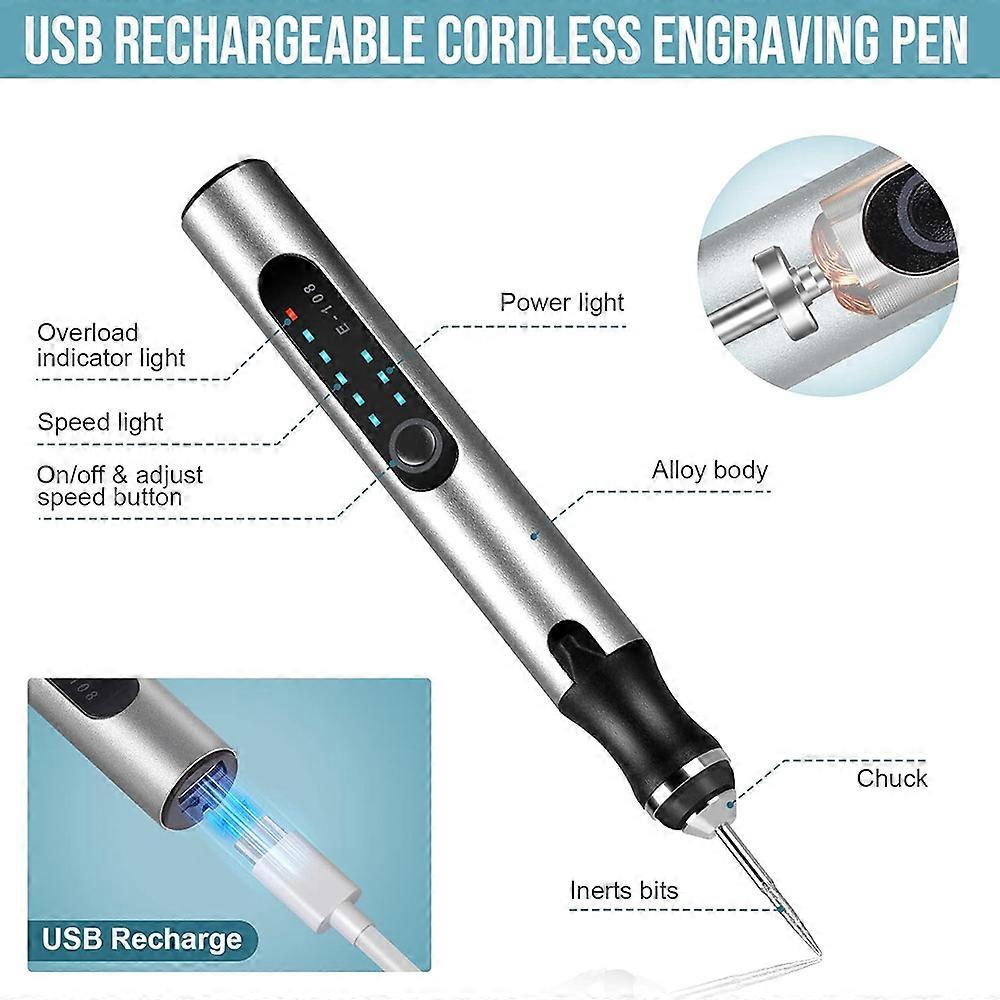 Rechargeable Cordless Engraving Pen Set Adjustable Speed Compact Etching Tool