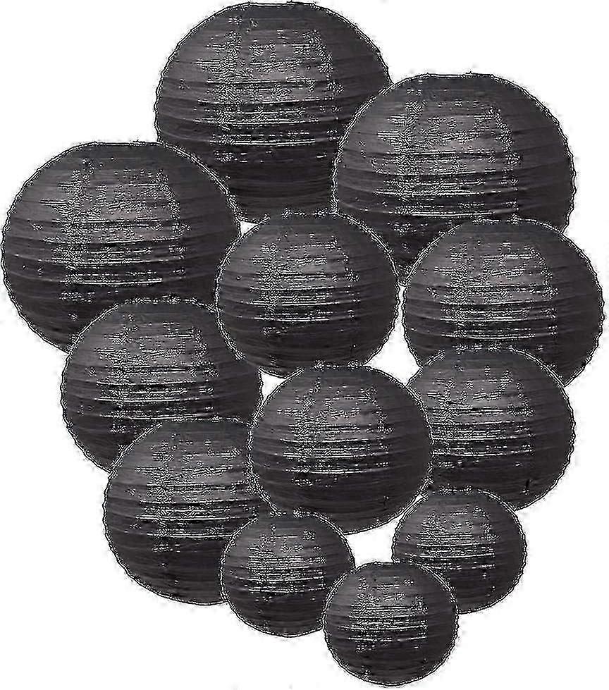 12 Pcs Paper Lanterns Multicolor Decorative Round Paper Lanterns For Festival Party Anniversary With 4 Sizes - Jv