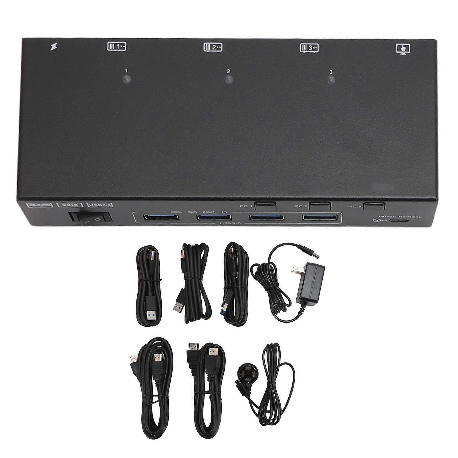 USB3.0 HD Multimedia KVM Switch 2 Monitors 3 Computers 4K At 60Hz HD Multimedia Interface Switcher