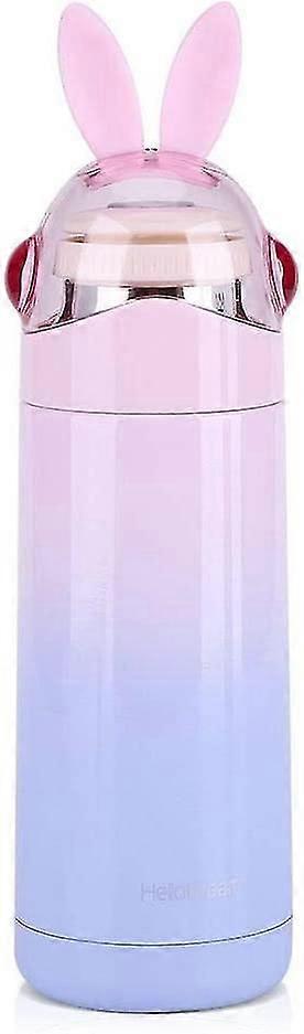 Tasse thermos 350ml w / couvercle d’oreille de lapin (violet + bleu)