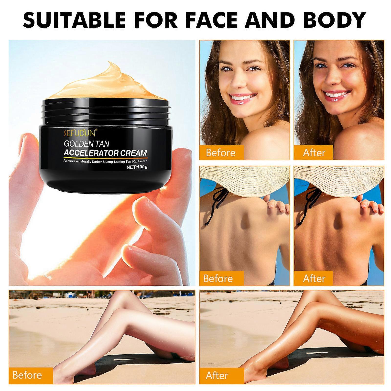 Tanning Accelerator Cream Effective in Sun-Beds & Outdoor Sun Achieve a Natural Tan with Natural Ingredients 100g Long-Lasting Rapid Tanning Cream
