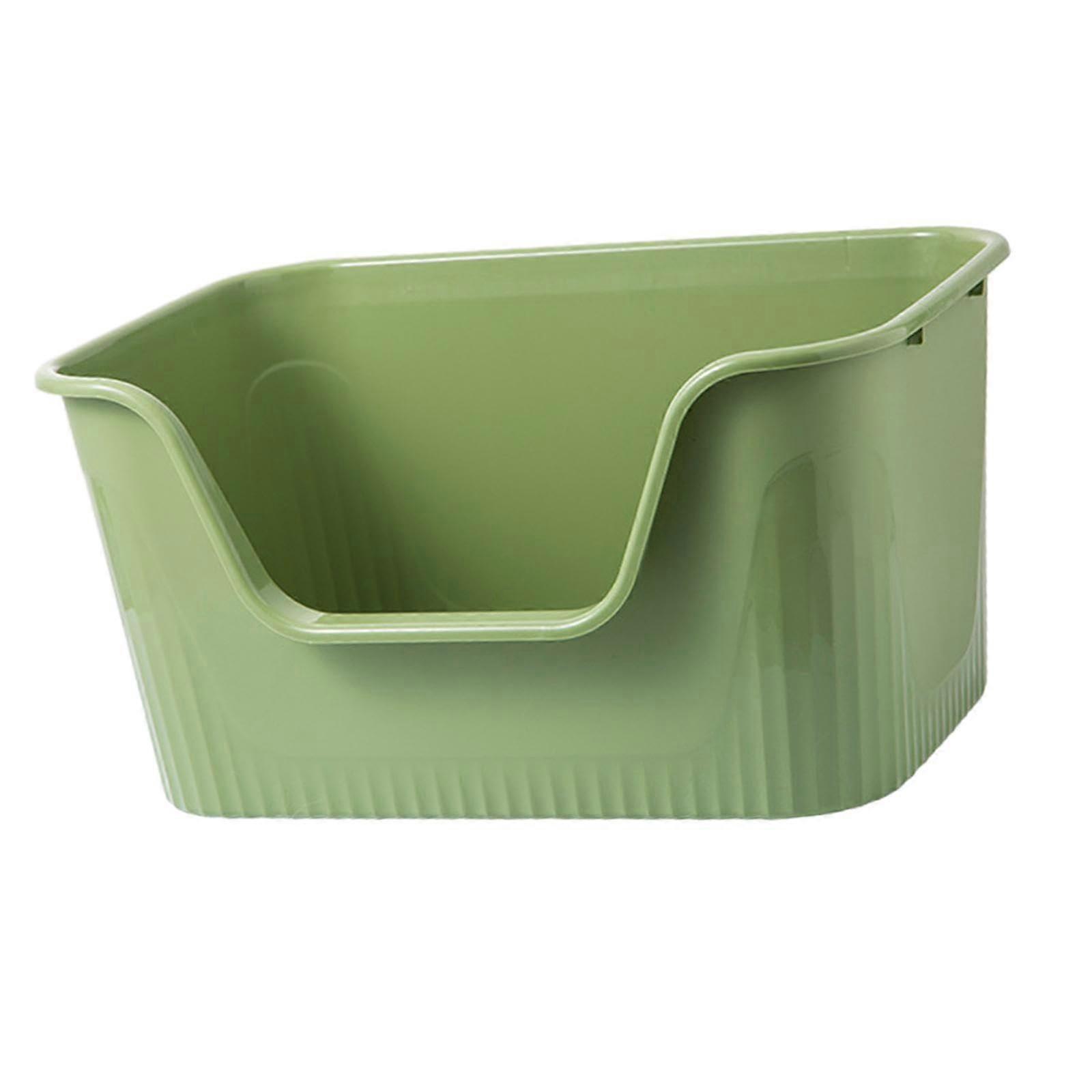Cat Litter Basin Open Top Pet Litter Tray Green Portable Indoor Cat Sandbox with Heightened Edges for Kittens
