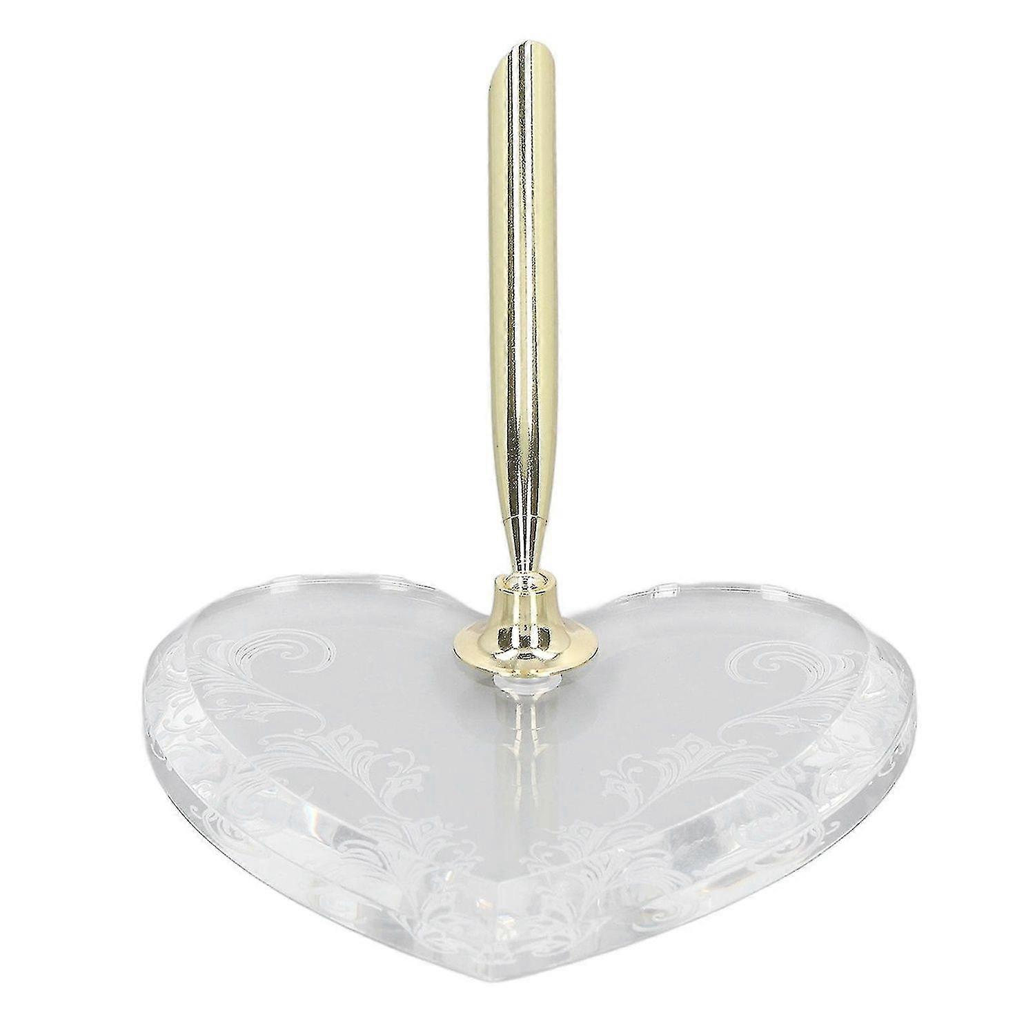 Inserire Portapenne Semplice Oro Base A Forma di Cuore Penna Acrilico Trasparente Imbuto Base Per Ufficio Hotel Business