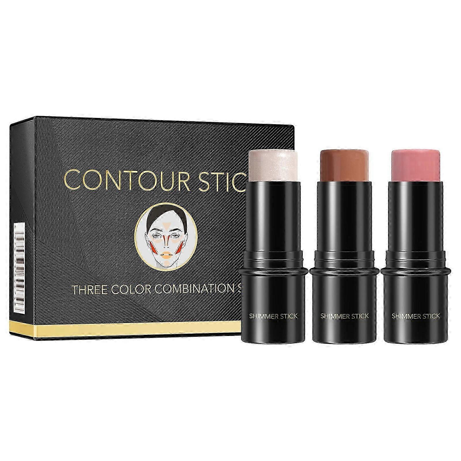 Repairing Stick 3 Sets Of Three-dimensional Decoration Highlight Shadow Powder Blusher Pen Multi-function Makeup Stick 18