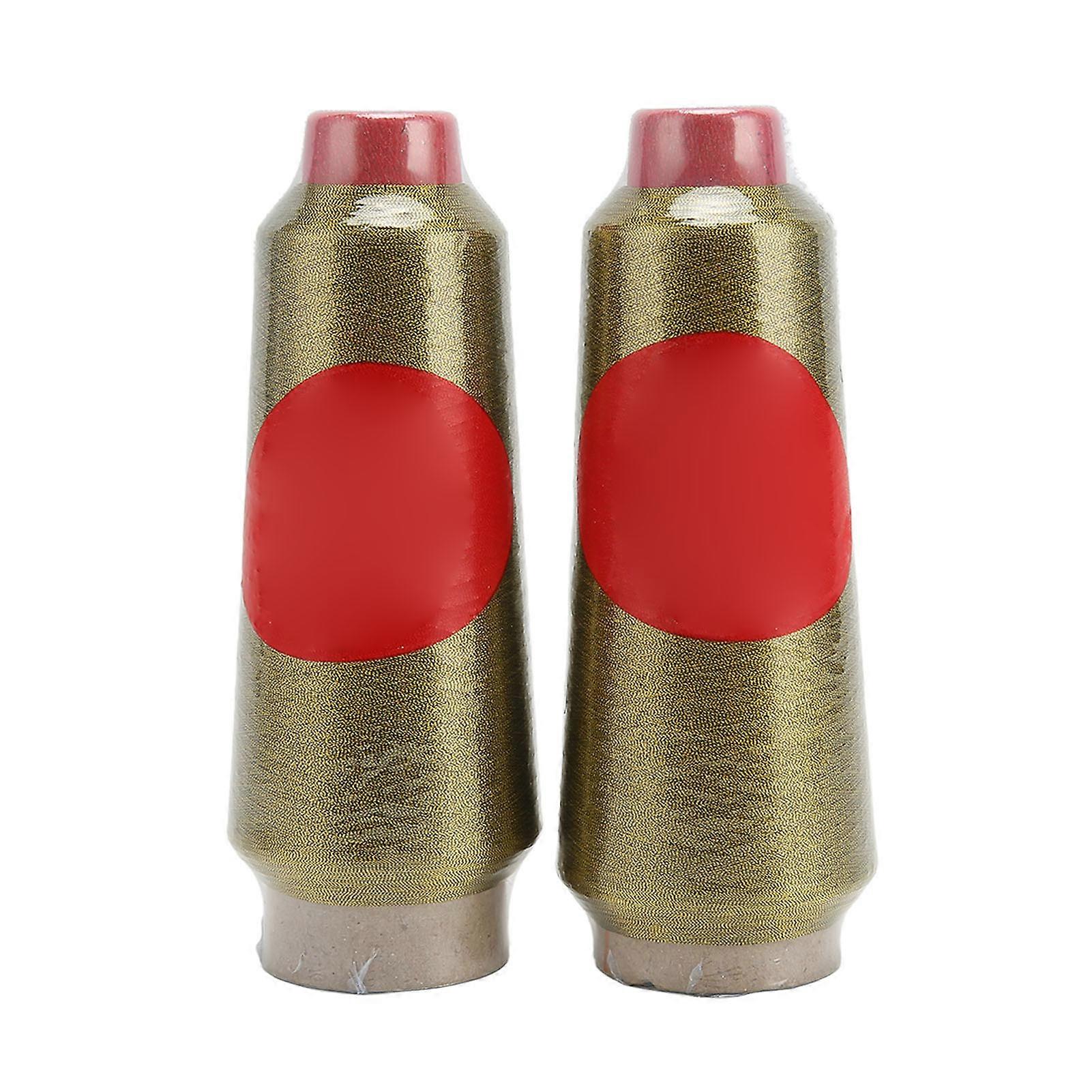 2Pcs Metallic 3500yd Polyester Fadeless Gold Color Embroidery Machine Thread for Decoration Craft DIY