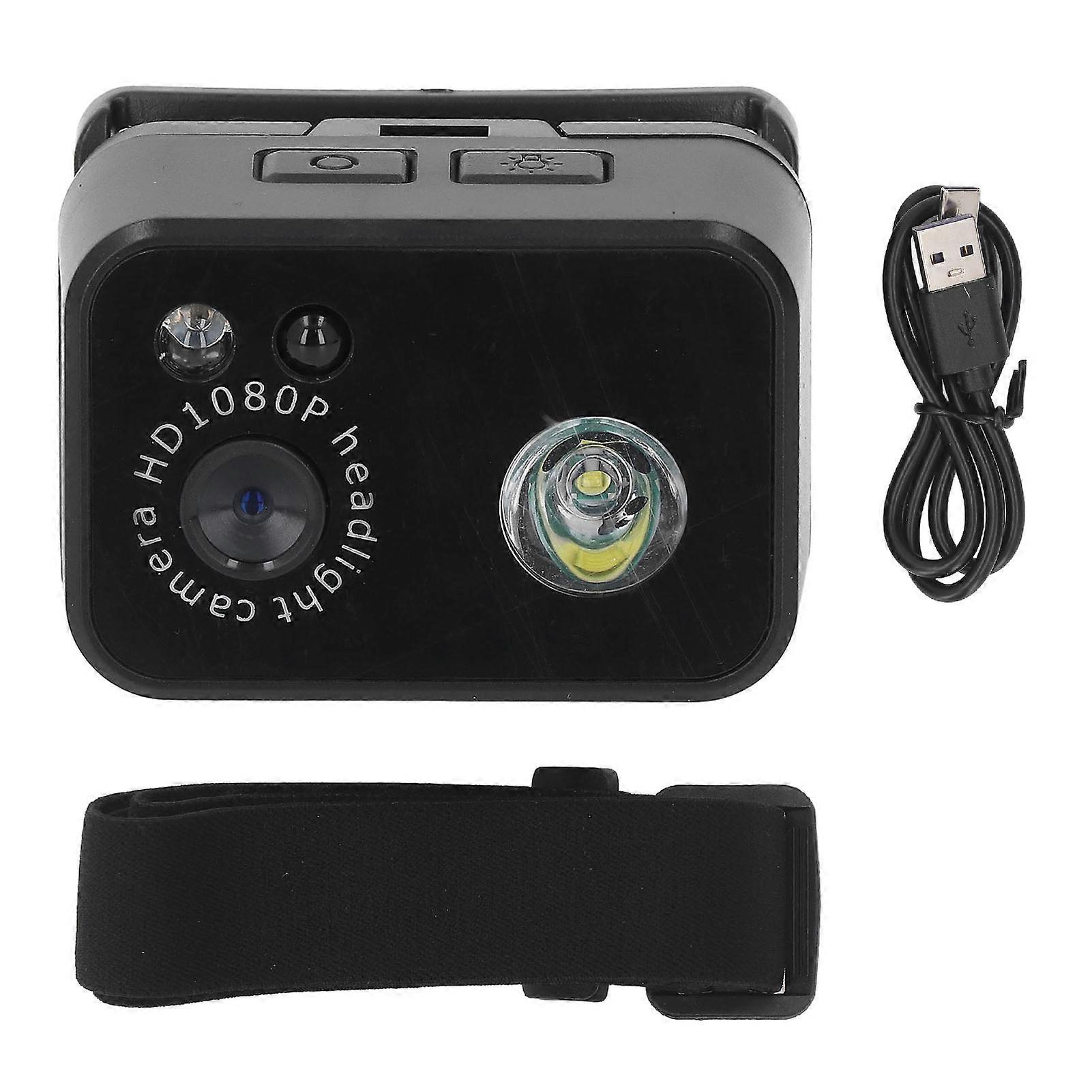1080P HD Front Action Camera, Adjustable Gesture Sensing Head-Mounted Wearable Video Camcorder with LED Light for Night Cycling and Running