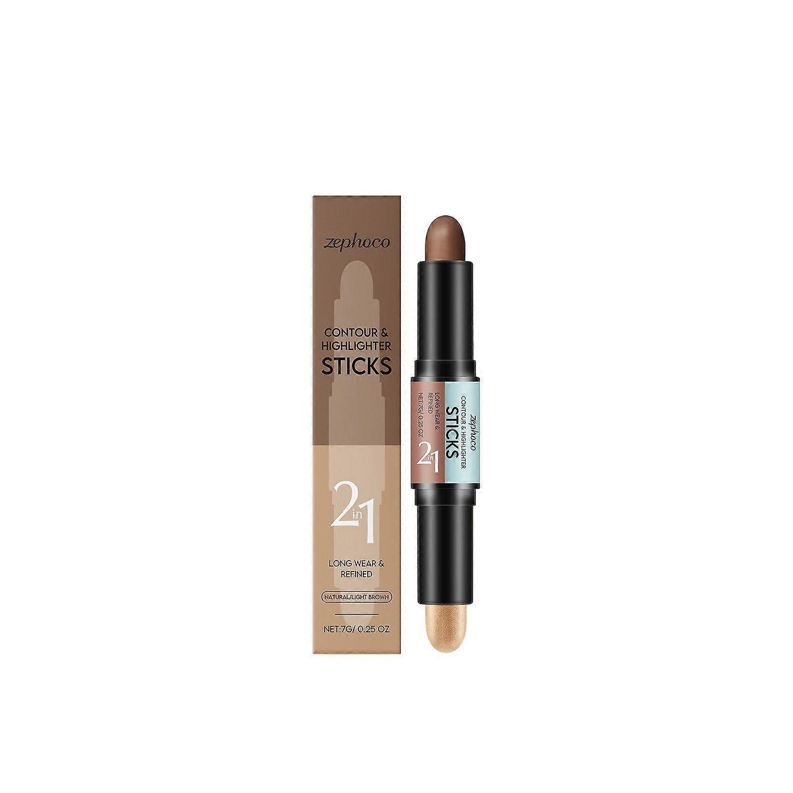 2-in-1 Contour & Highlighter Stick - 2 Pack, Waterproof, Long-Lasting, Creamy & Blendable Formula, Dual-Ended Sculpting Stick for Face & Body