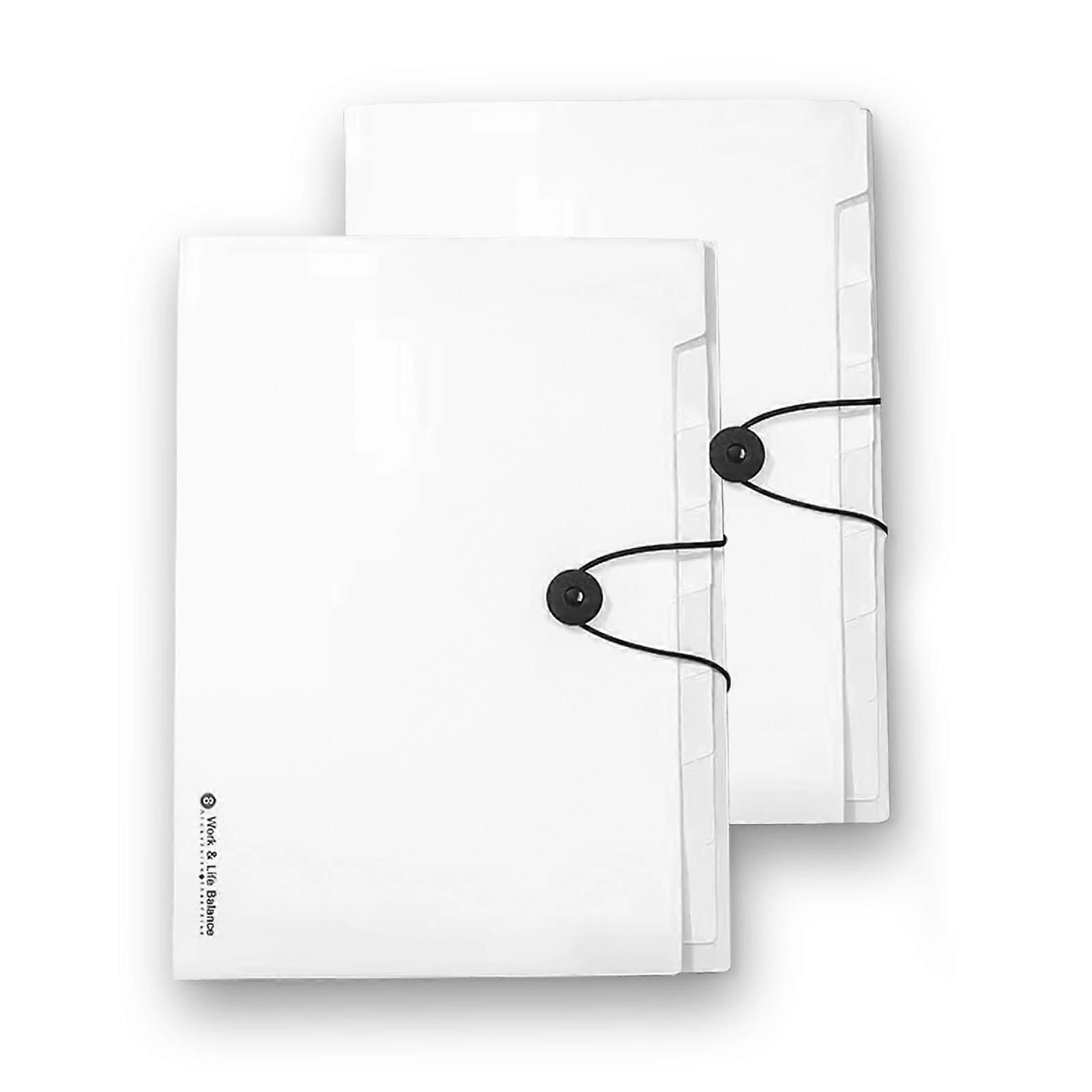 Expandable File Folder Organizer 2-Pack, 8 Pockets, A4/Letter Size Accordion File Organizer Wallet With Zipper, White