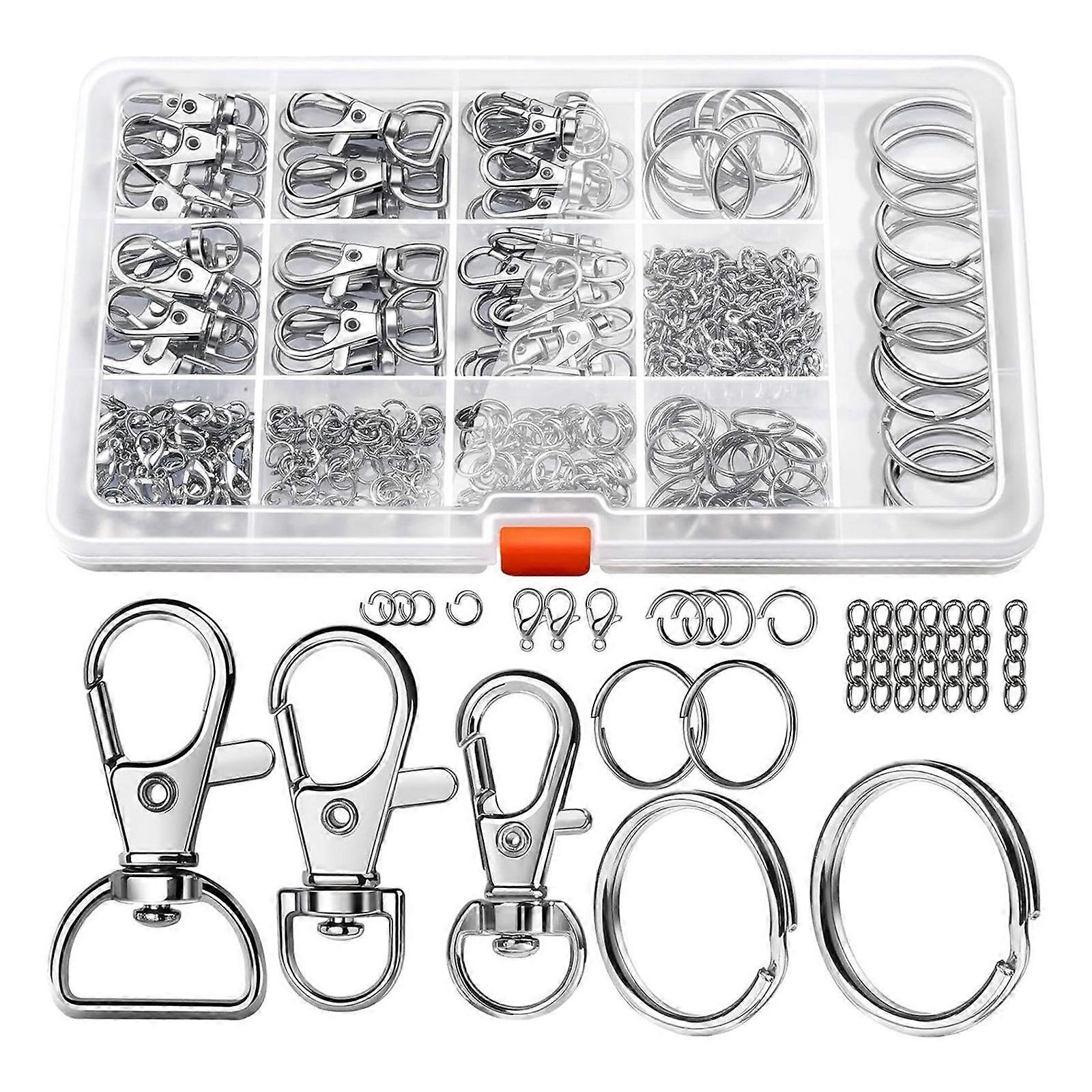 Set of 265 Durable Metal Keychain Rings Rotating Spring Hooks Keychain Accessory Alloy Material for DIY Jewelry Project Multicolor