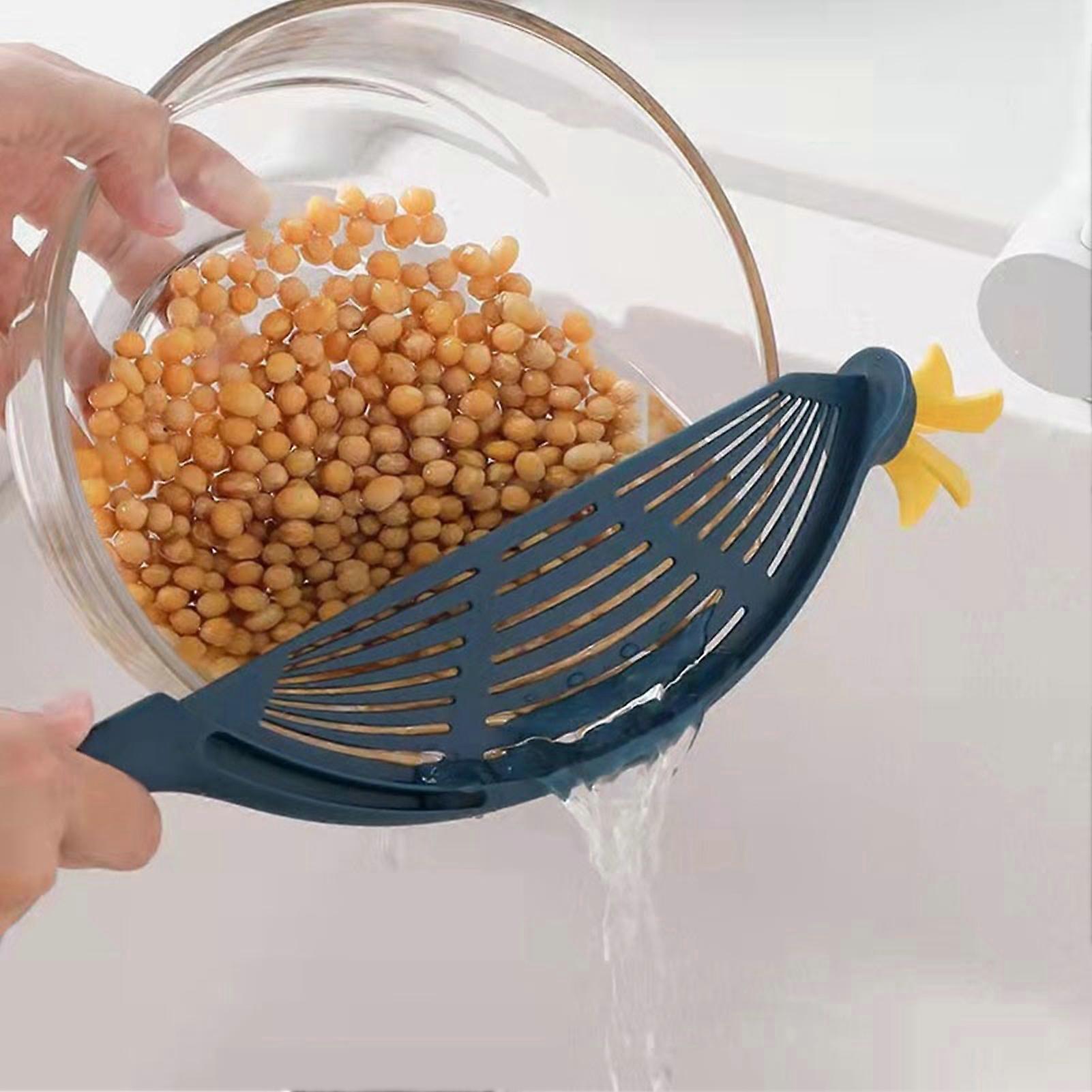 Plastic Rice Sieve Multifunctional Kitchen Strainer Baffle Tool Handheld Cleaning Filter for Rice Beans Peas 