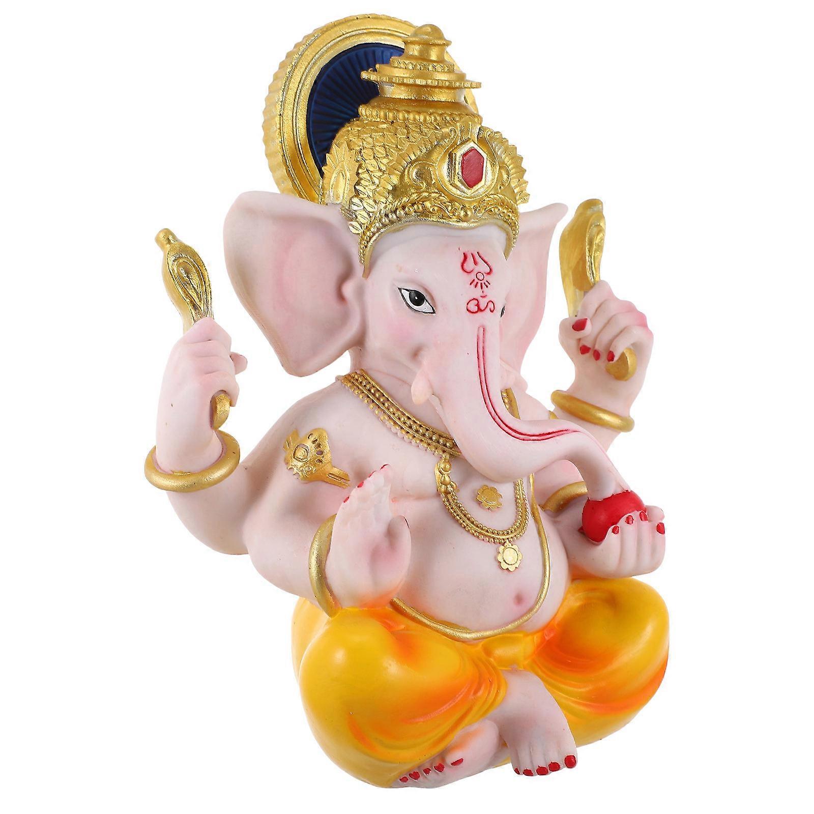 Religious Style Elephant Statue, Shelf Decor with Design, Resin