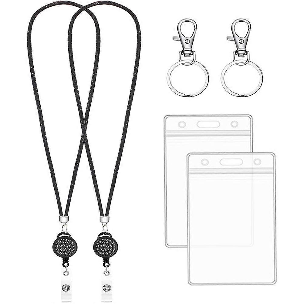 1 Set ID Card Holder with Detachable Lanyard, Retractable Badge Sleeve for Work – ID Protection with Easy Access
