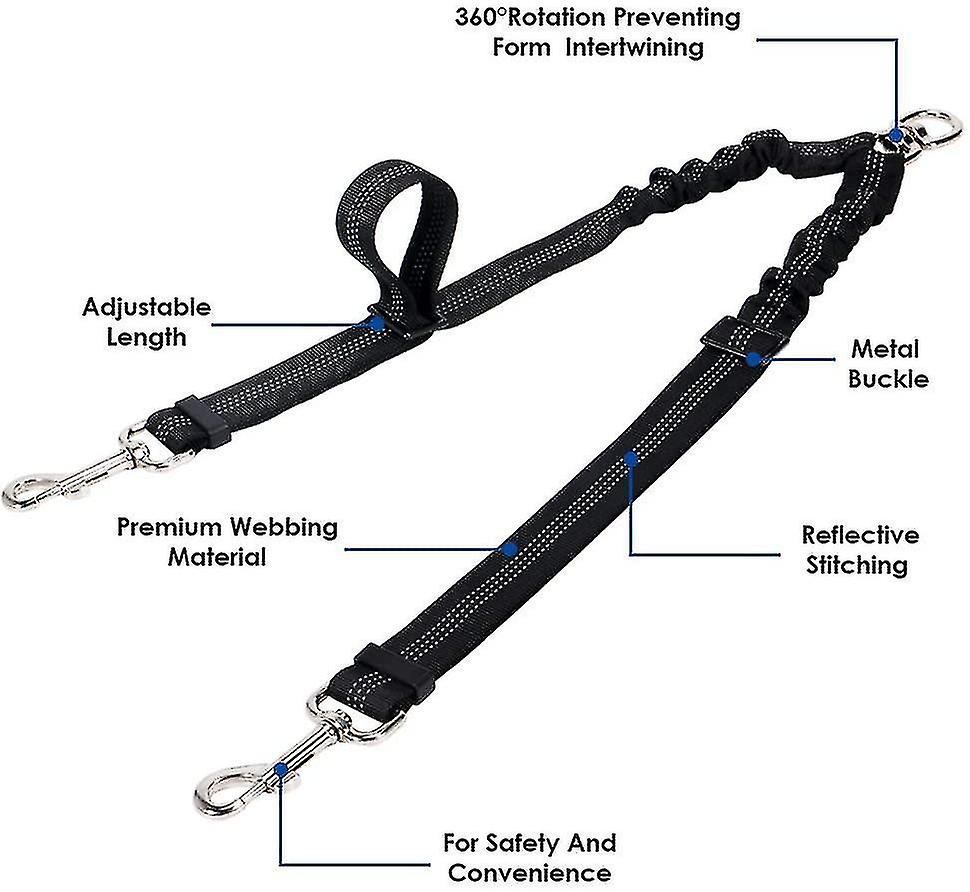 SZMYLED Double laisse pour chien sans enchevêtrement, double laisse réglable pour deux chiens (sans poignée, pour petits et grands chiens) Rouge 50 cm