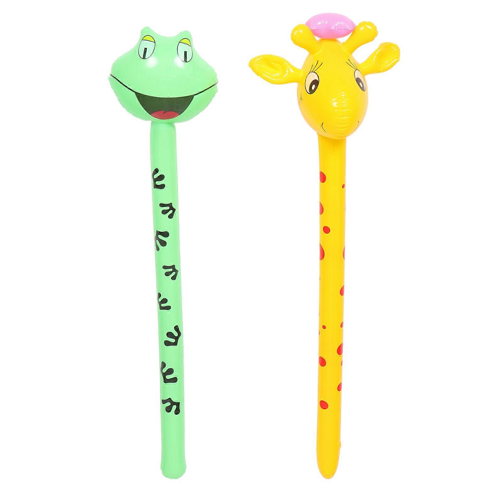 Inflatable Jungle Animal Sticks Interactive Frog & Giraffe for Birthdays, Classroom Play, and Active Movement Activities