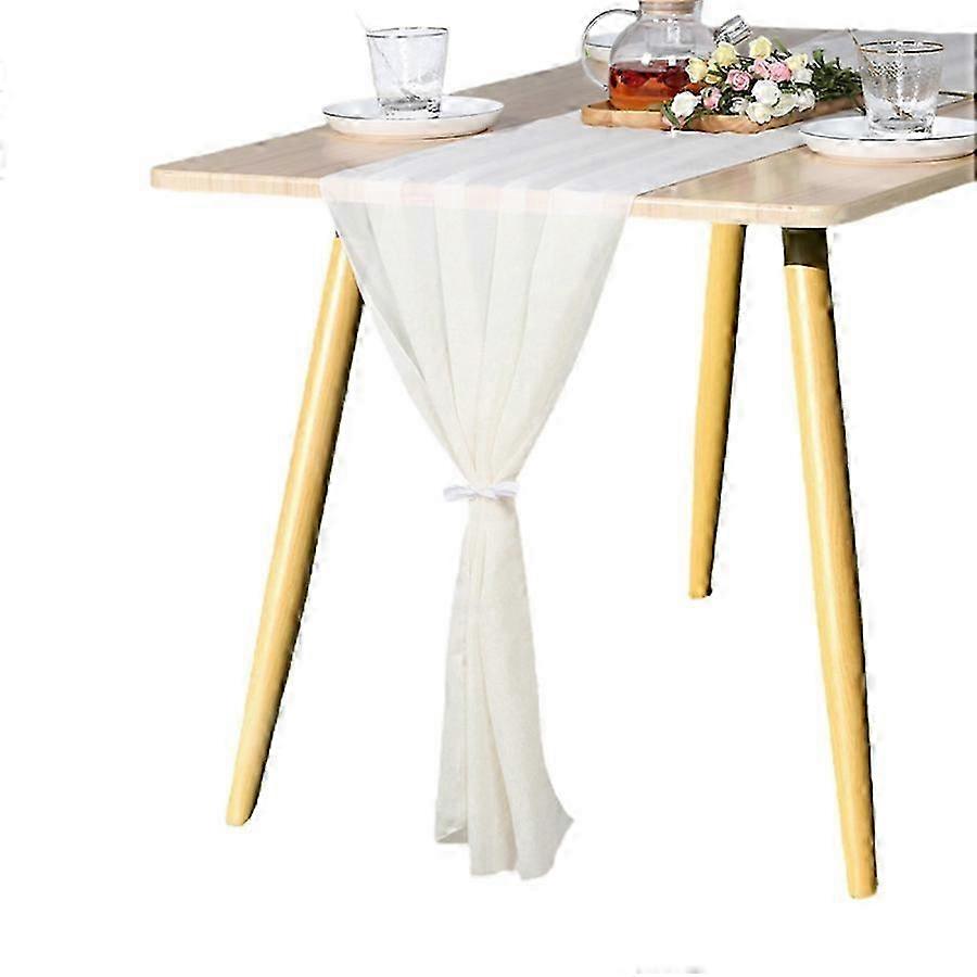 2025 Élégant Chemin de Table de Mariage 30x300CM Mousseline de soie blanche avec 2 cravates